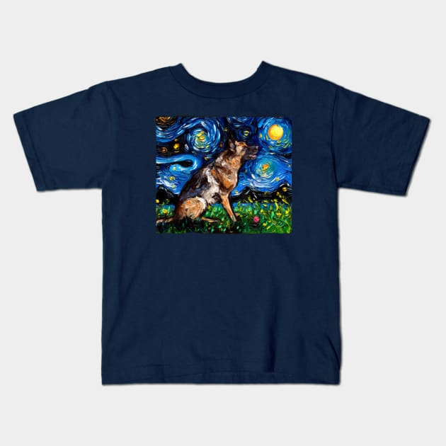 German shepherd night Kids T-Shirt by Boiys